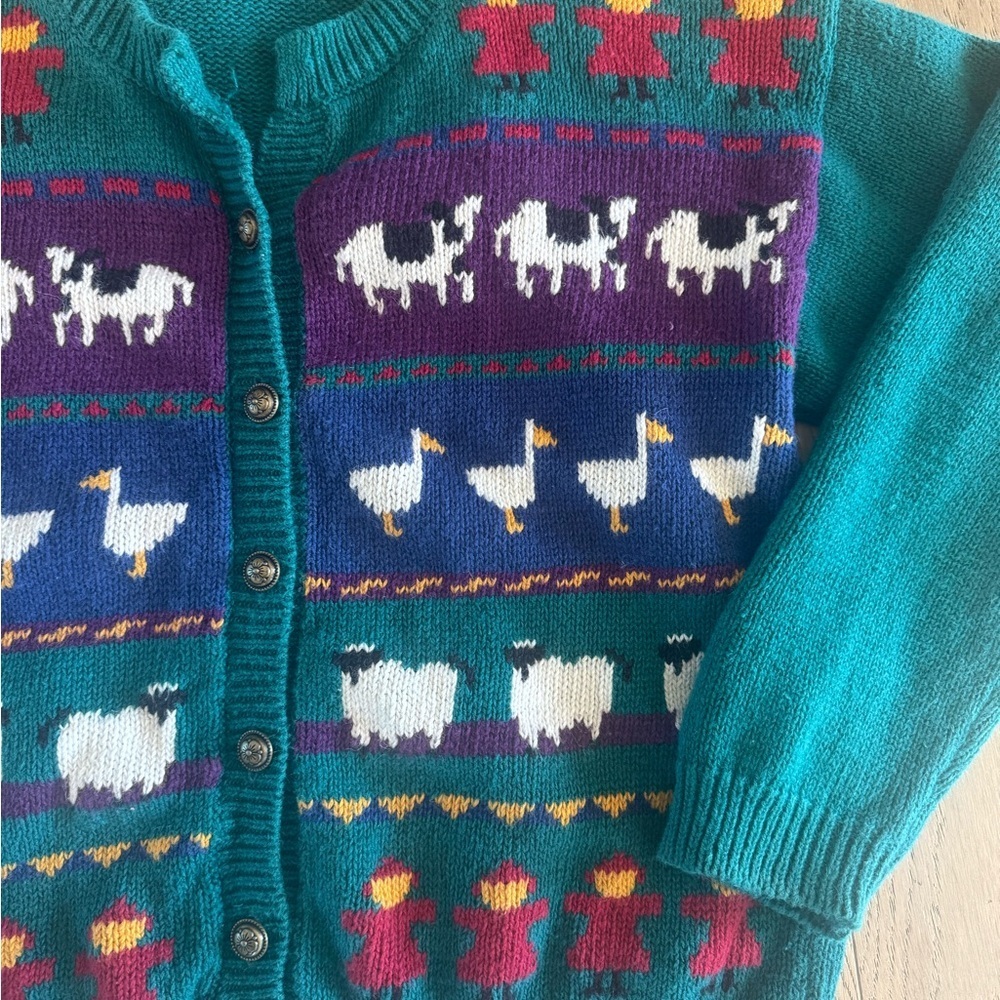 vintage charter club kids farm sweater cardigan Medium - Picture 2 of 4
